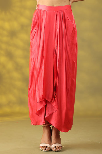 Valentine Red Organza Zardosi Handwork Cape Set
