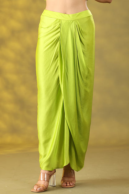 Avocado Green Organza Zardosi Hand Work Cape Set
