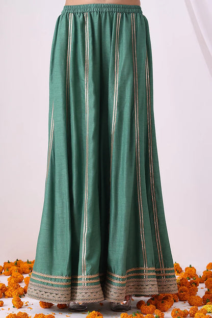 Pastel Green Banarasi Chanderi Zari Embroidered Sharara Set