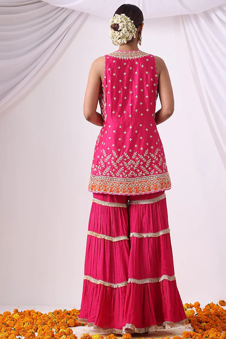 Magenta Dola Silk Sharara Set