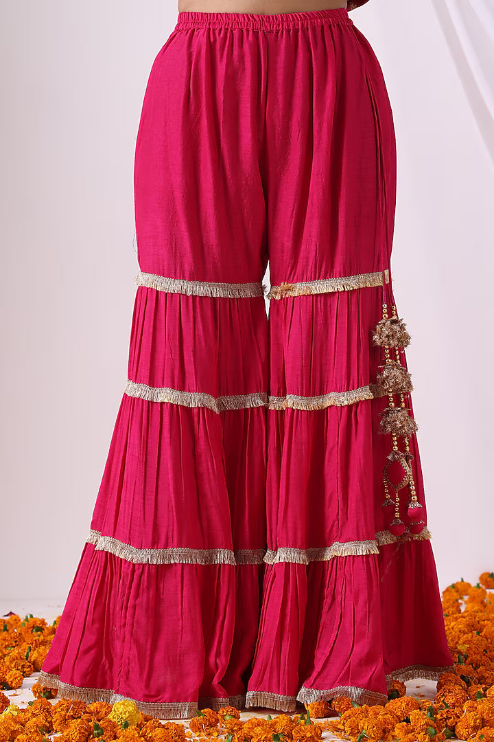 Magenta Dola Silk Sharara Set