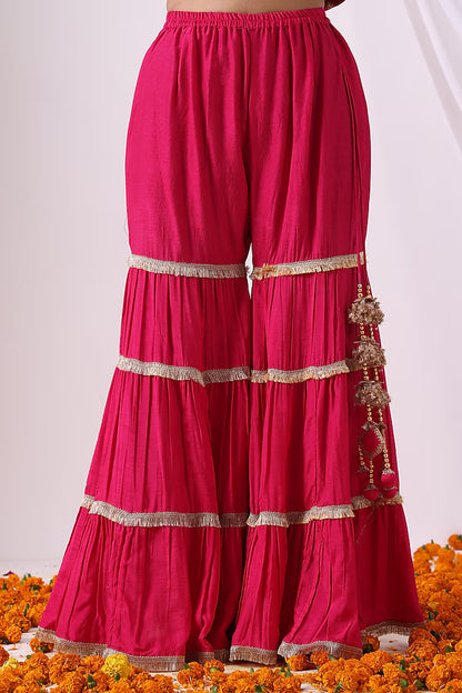 Magenta Dola Silk Sharara Set