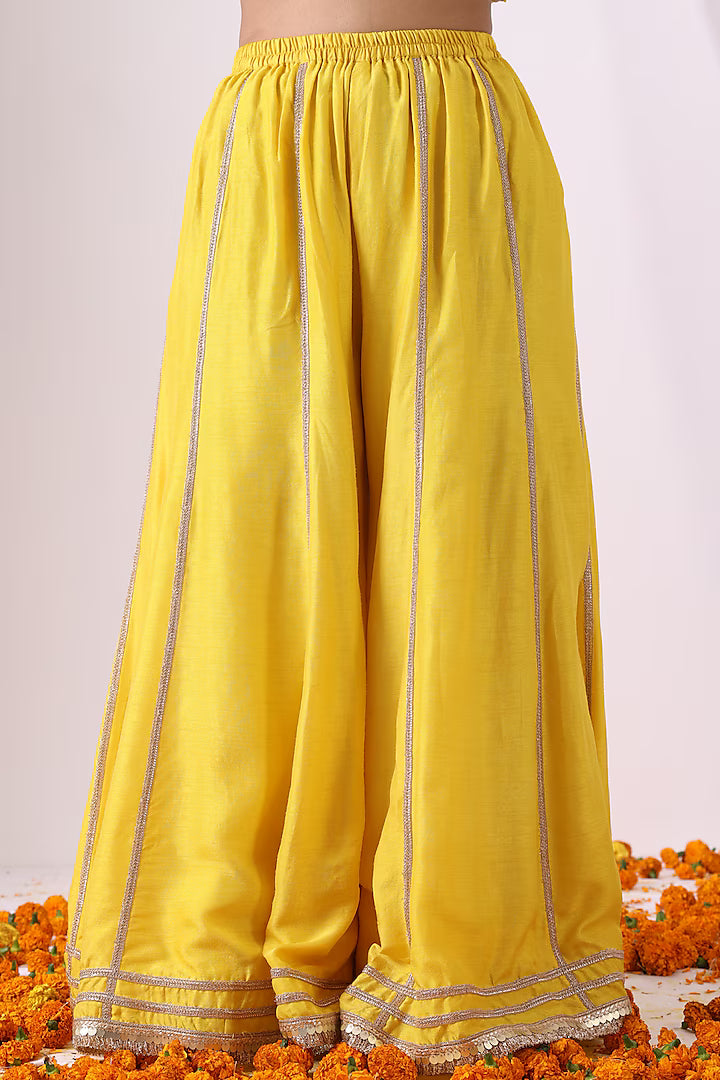 Yellow Dola Silk Sharara Set