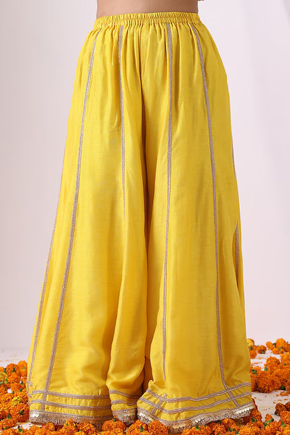 Yellow Dola Silk Sharara Set