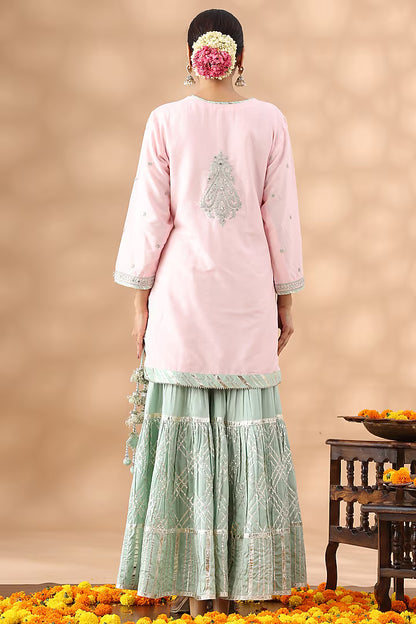 Mint Green Pure Silk Gota Work Gharara Set