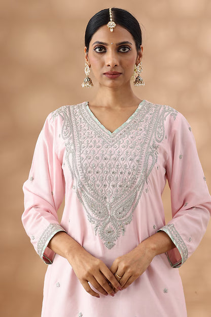 Mint Green Pure Silk Gota Work Gharara Set