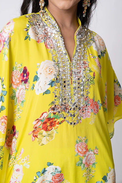 Yellow Crepe Dhoti Set