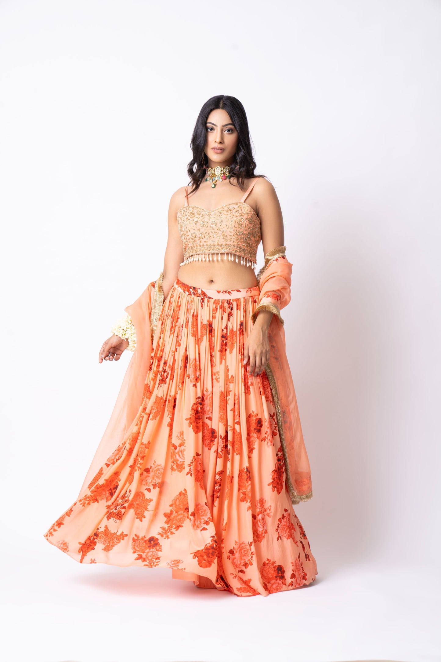 Peach Lehengas