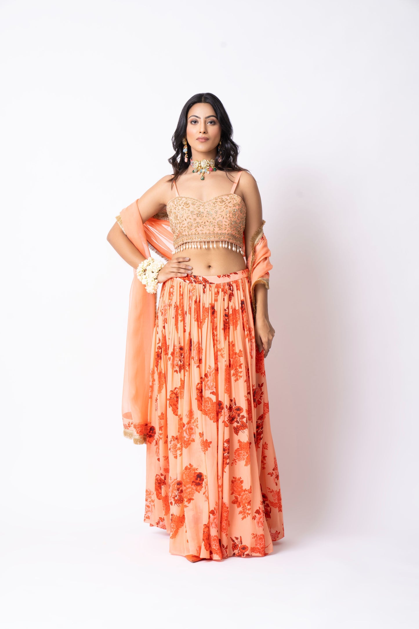 Peach Lehengas