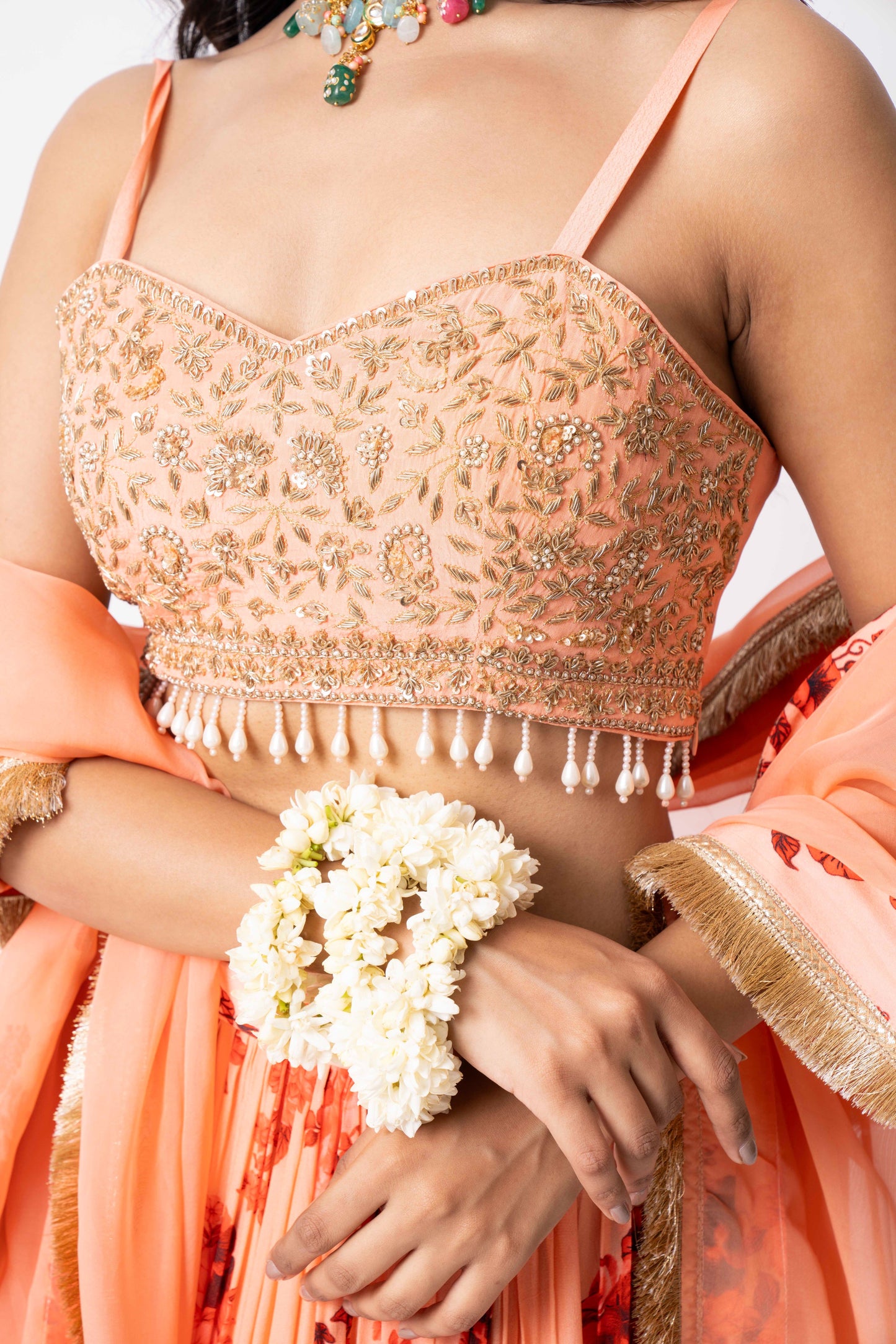 Peach Lehengas