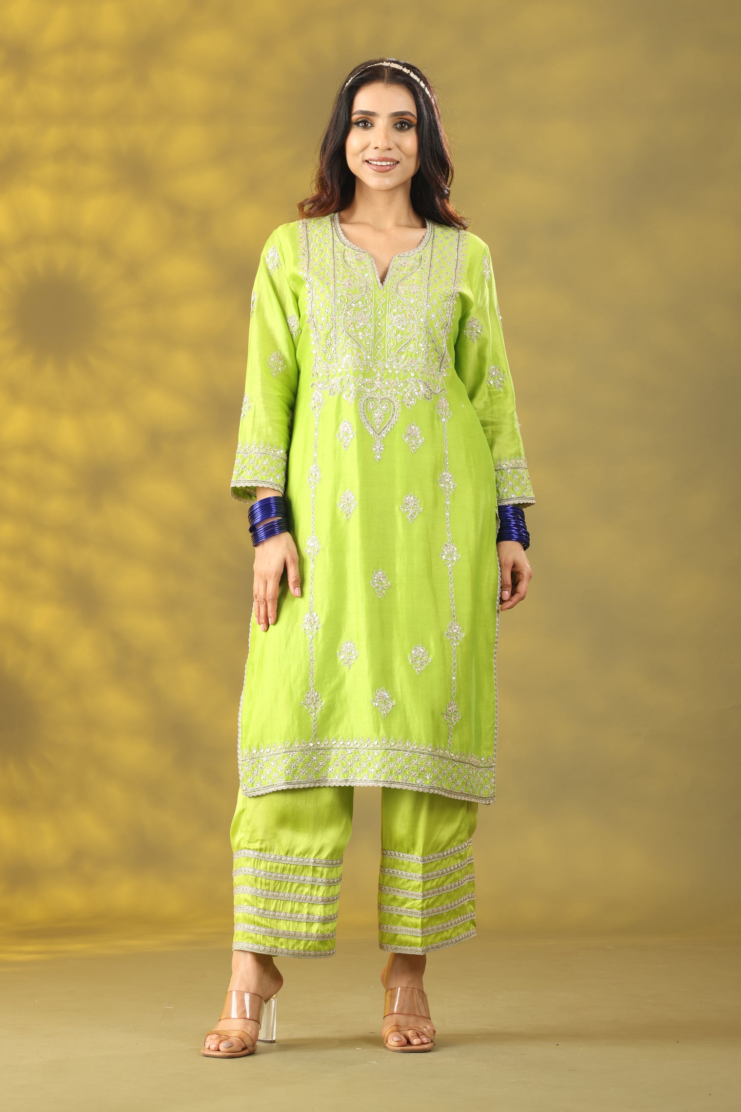 Salime Green Kurta with Pant and Dupatta