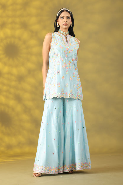 Sky Blue Gharara Set with Dupatta