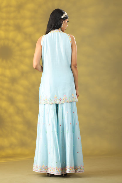 Sky Blue Gharara Set with Dupatta