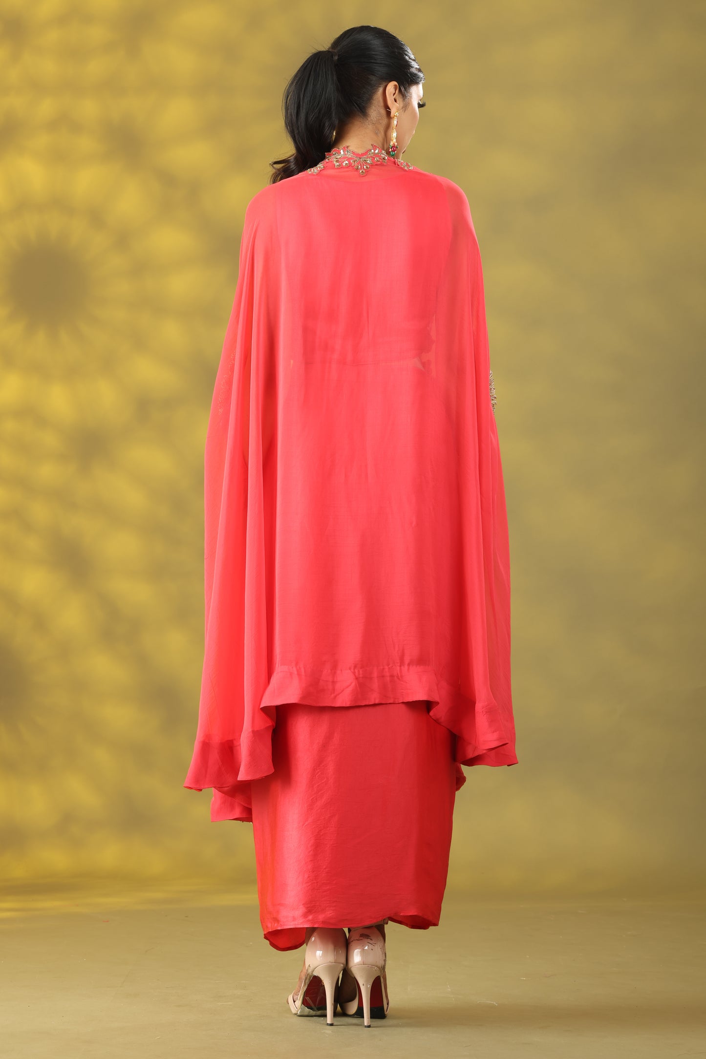 Valentine Red Cape with Drape Skirt