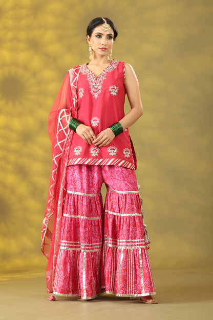 Red Rose Gharara Set with Dupatta