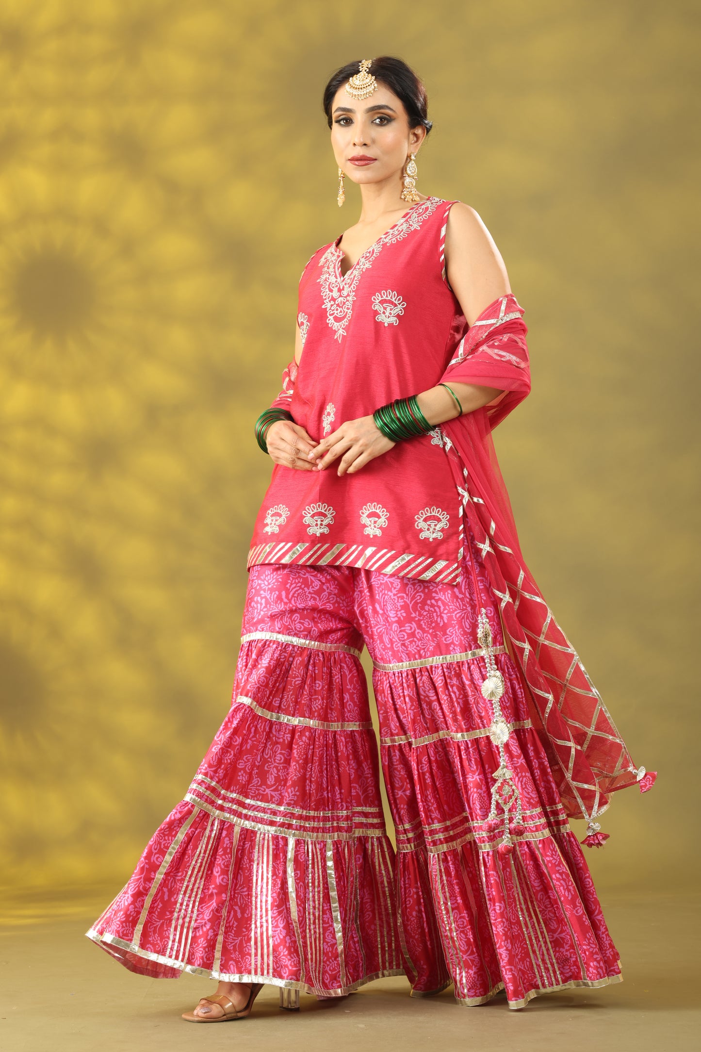 Red Rose Gharara Set with Dupatta