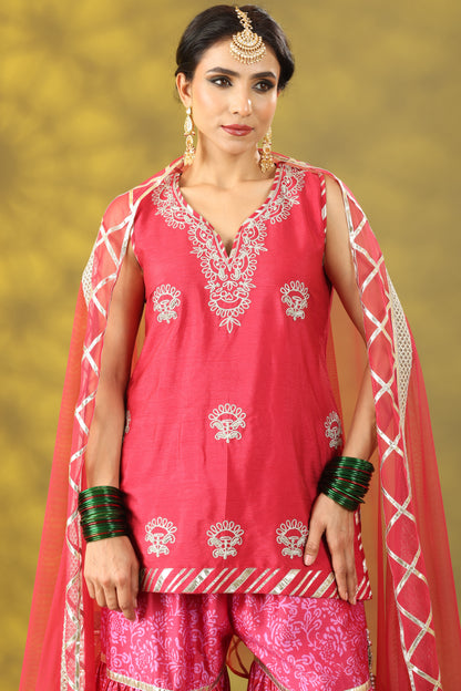 Red Rose Gharara Set with Dupatta