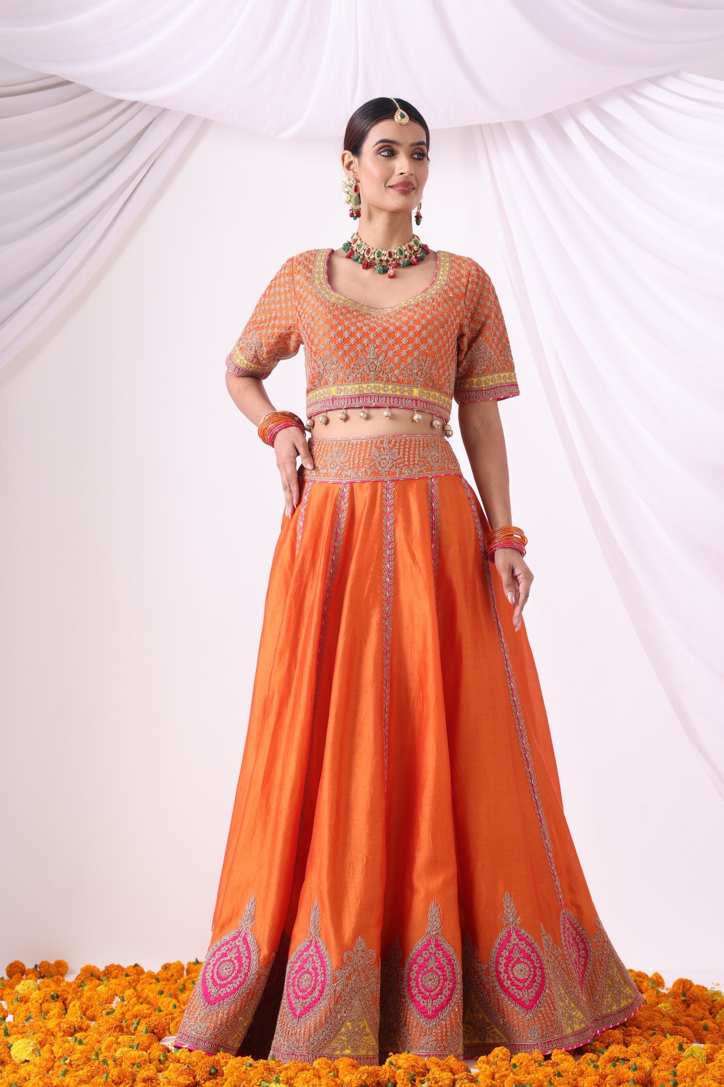 Orange Lehenga Set