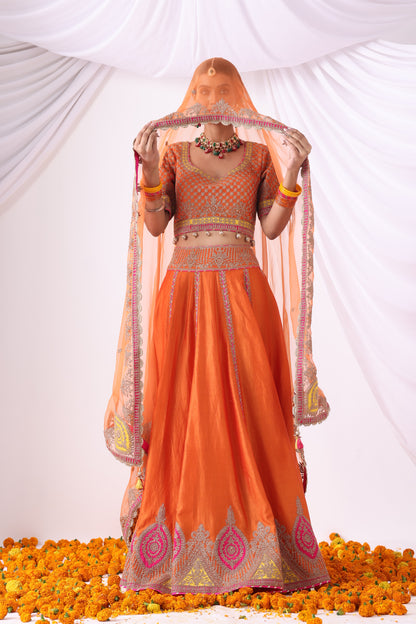 Orange Lehenga Set