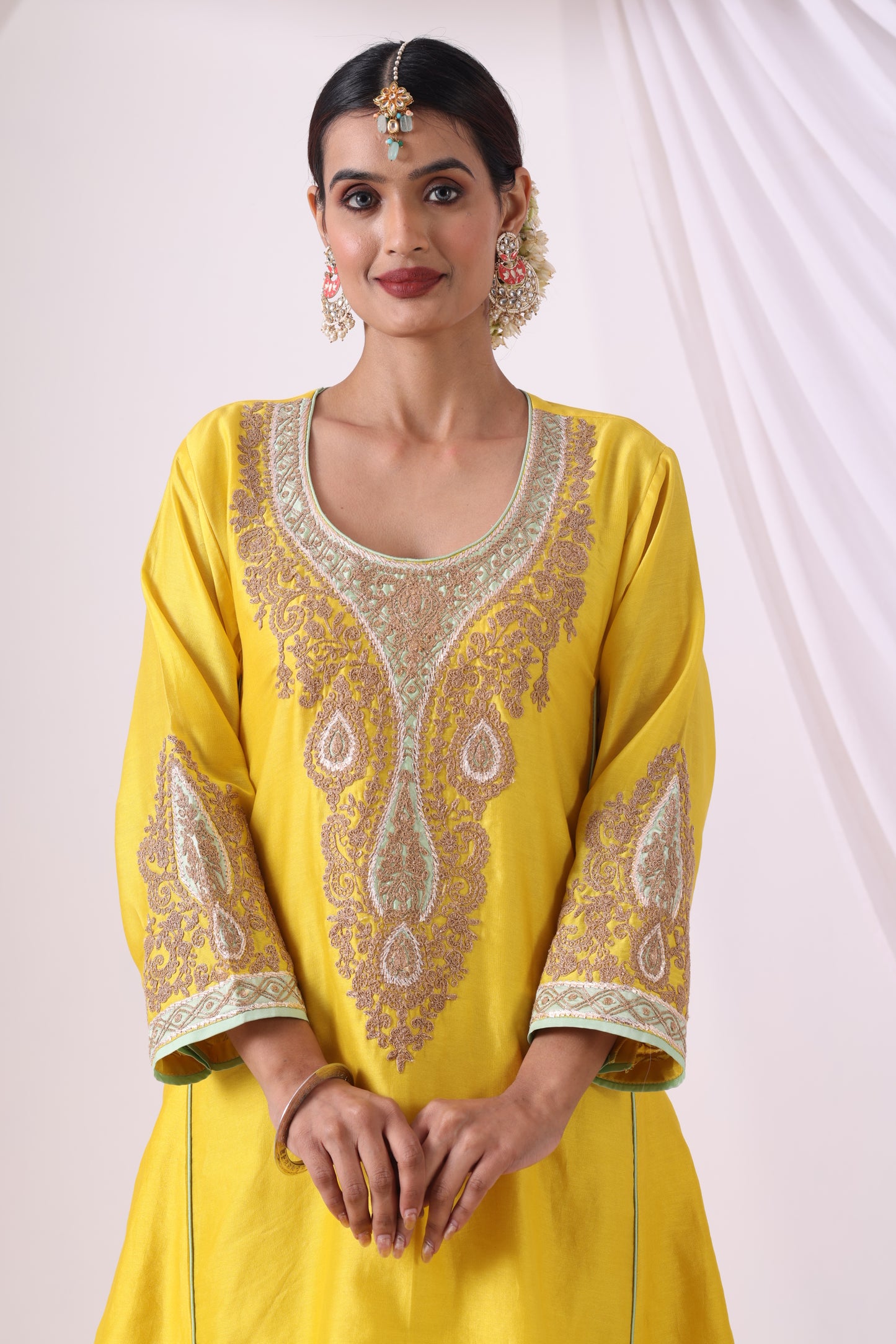 Yellow Kalidar Choga with Salwar Set