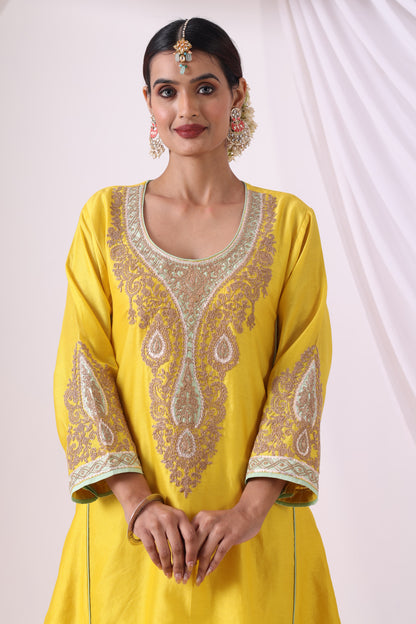 Yellow Kalidar Choga with Salwar Set