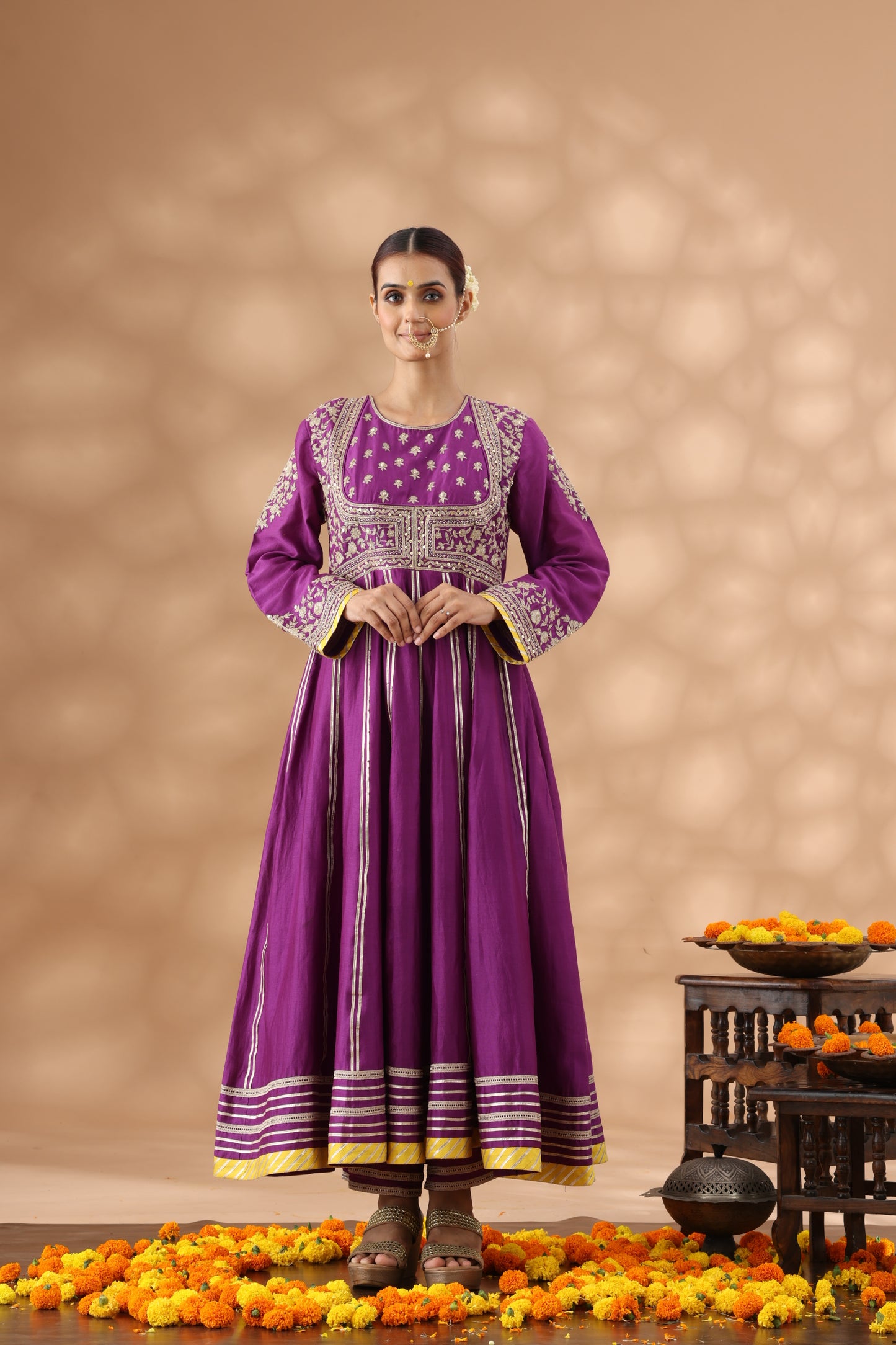 Warm purple Anarkali Set
