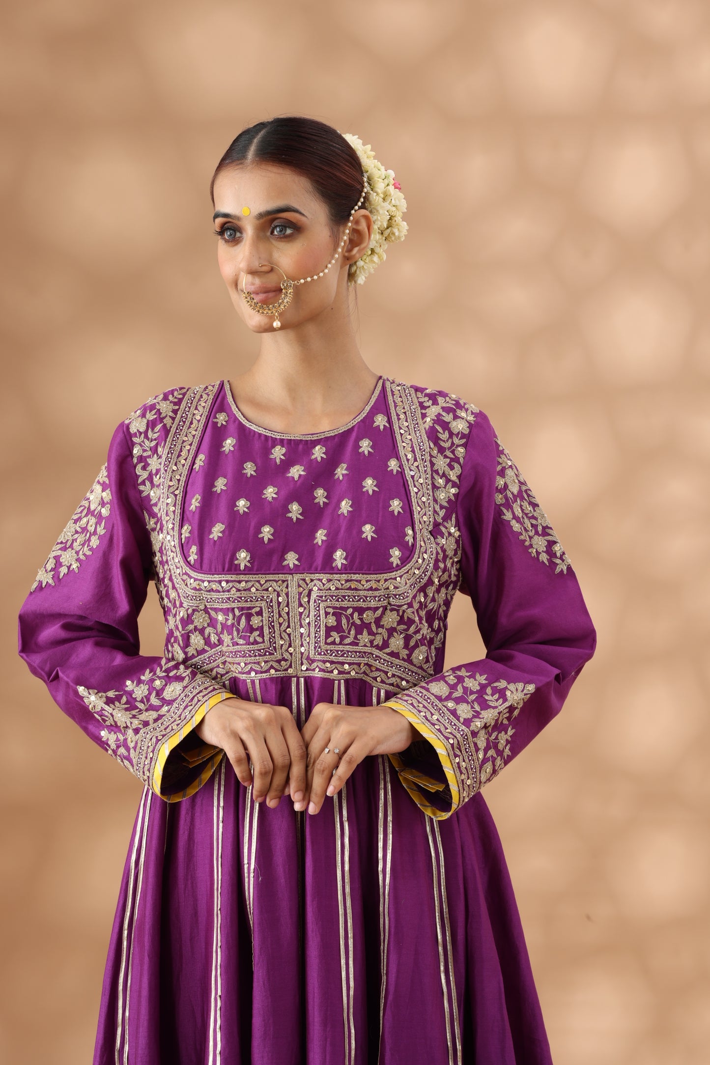 Warm purple Anarkali Set