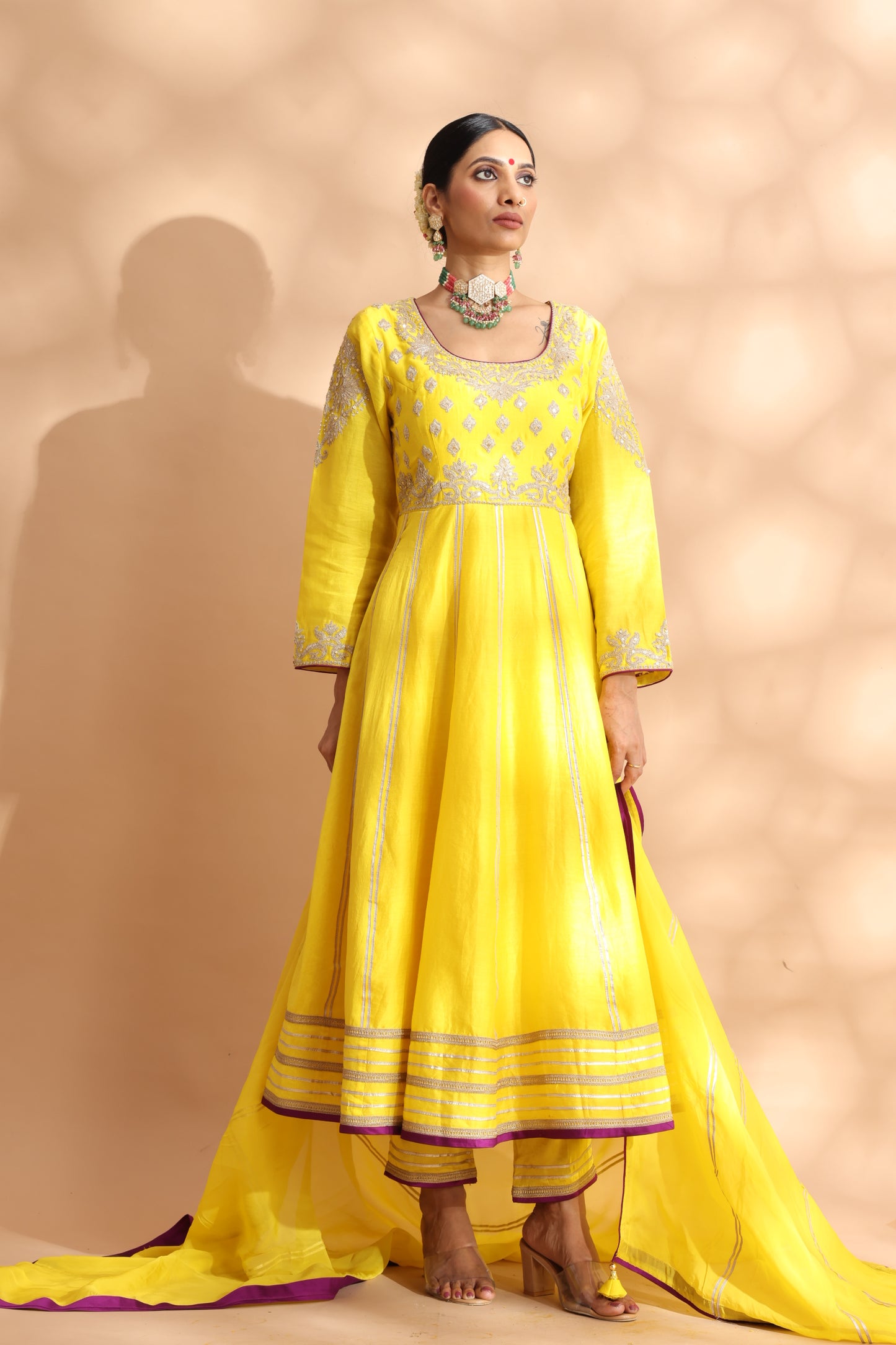 Banana Yellow Anarkali Set
