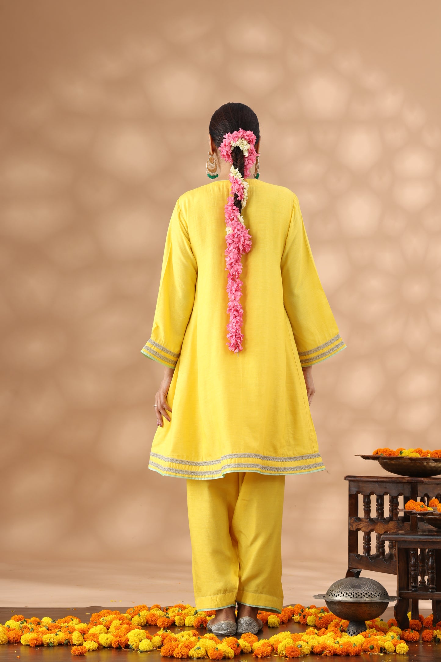 Marigold Yellow kalidar kurta set
