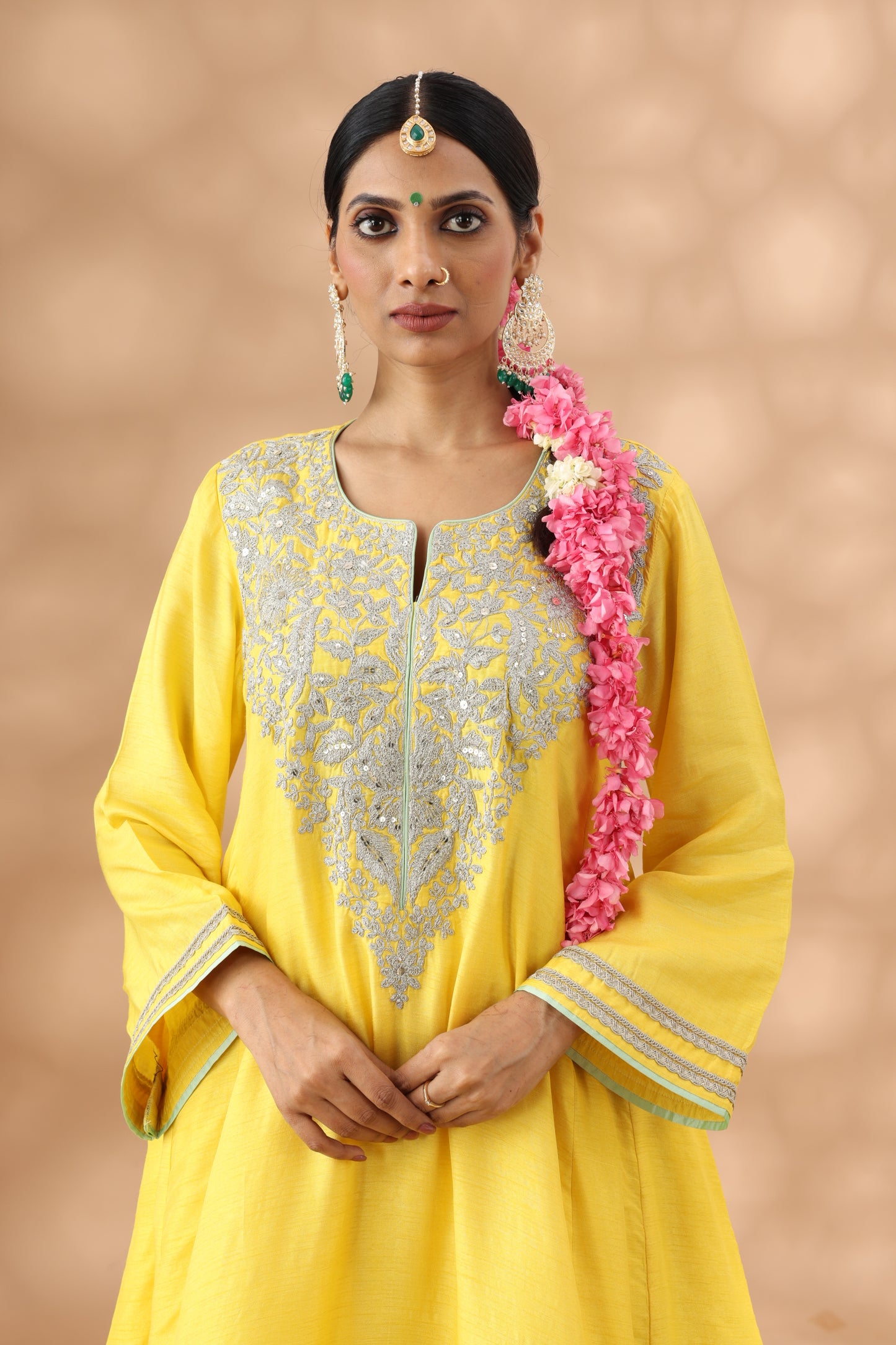 Marigold Yellow kalidar kurta set