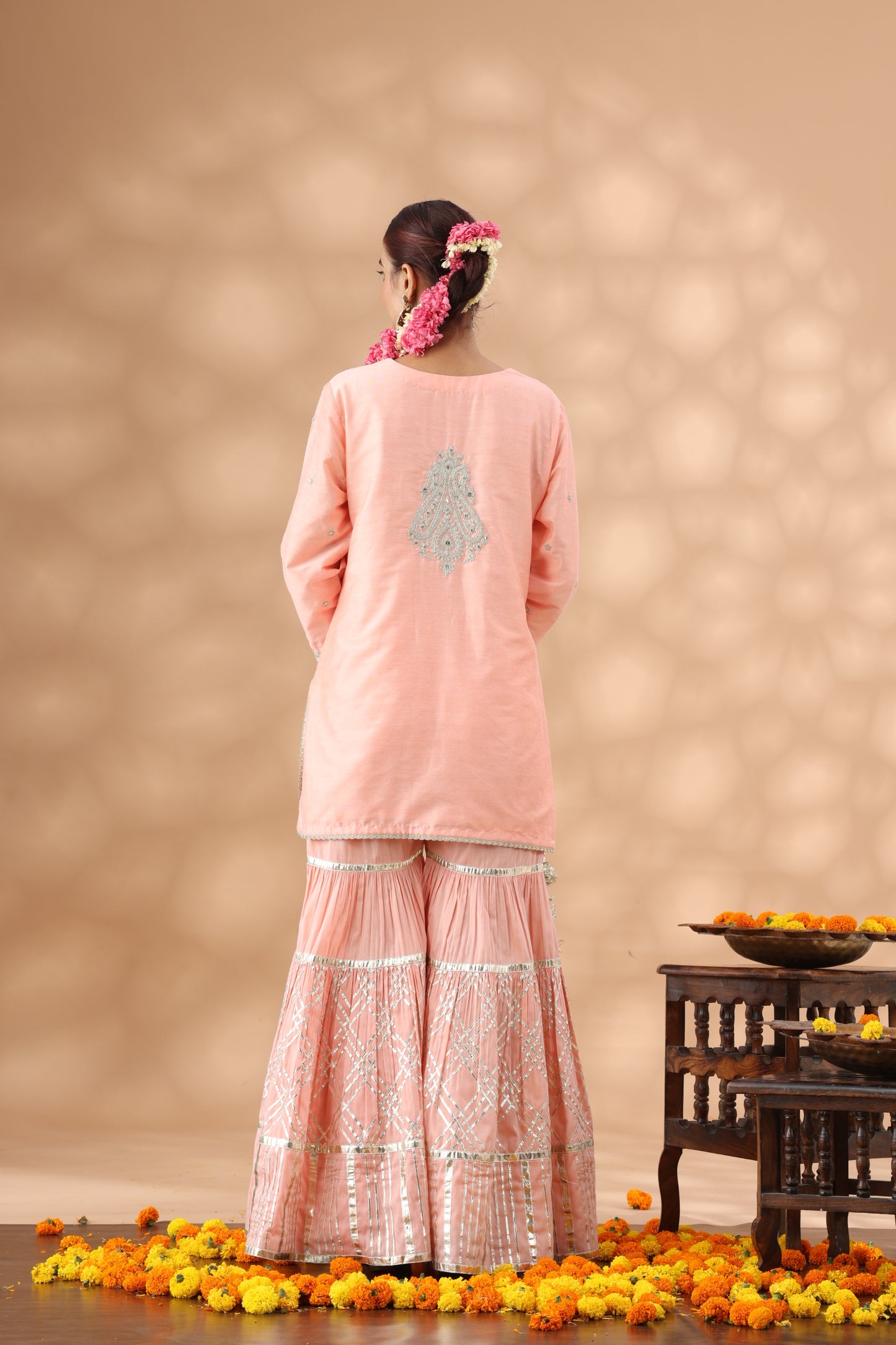 Peach Gharara Set