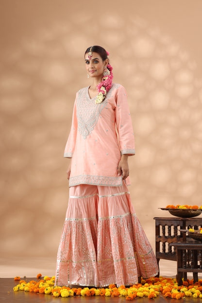 Peach Gharara Set