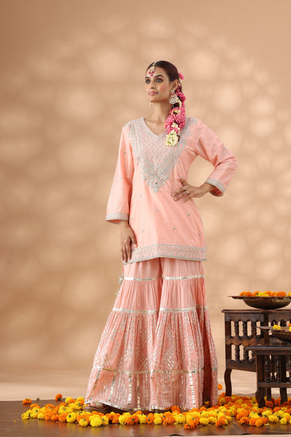 Peach Gharara Set