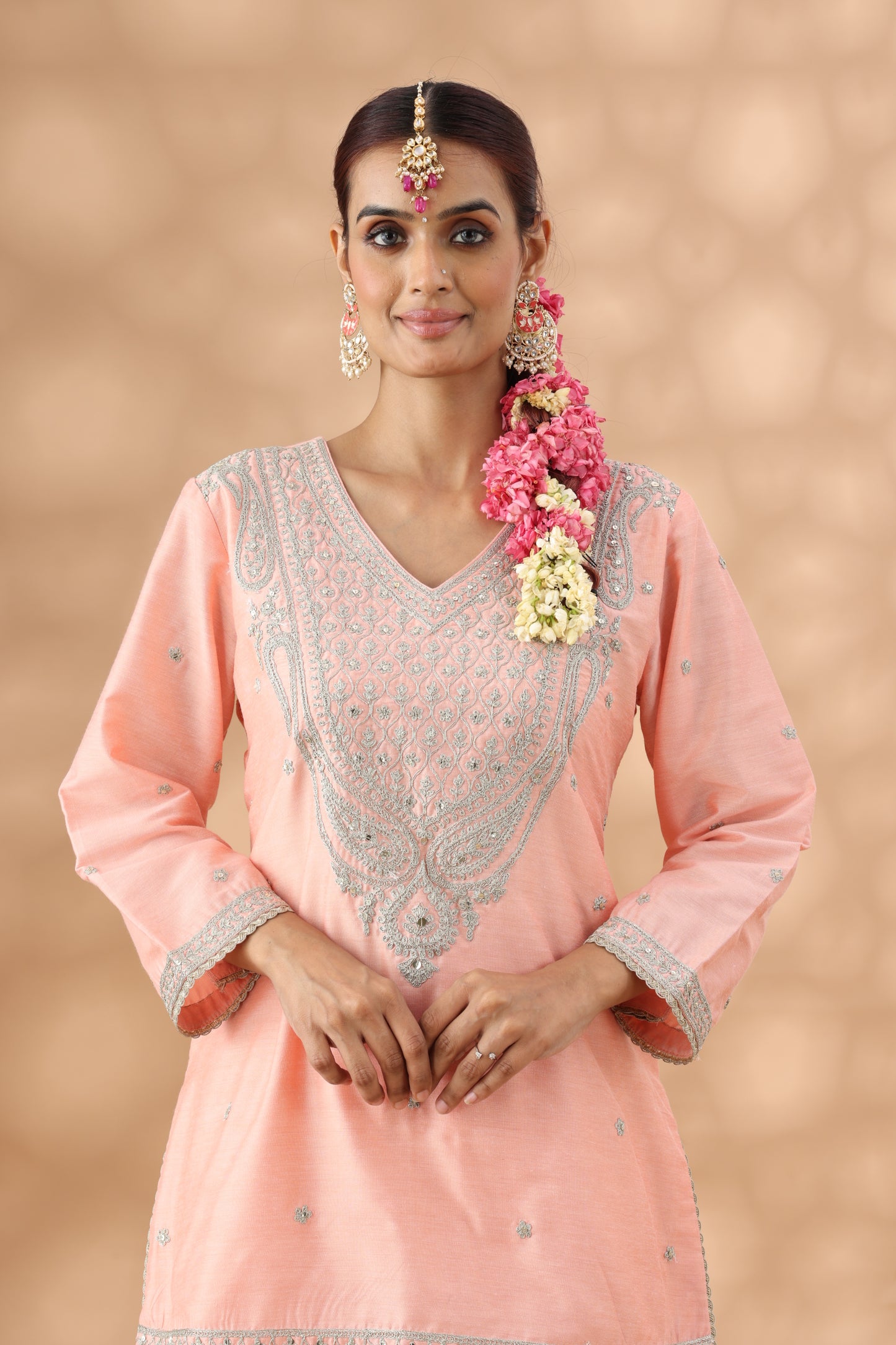 Peach Gharara Set