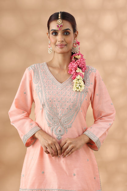 Peach Gharara Set