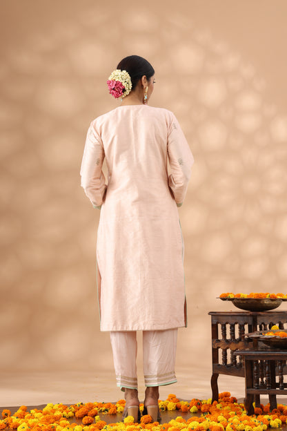 Light Peach Long kurta with palazzo Set