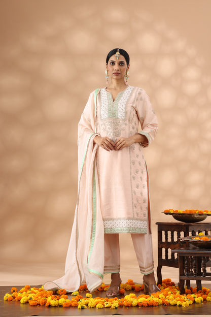 Light Peach Long kurta with palazzo Set