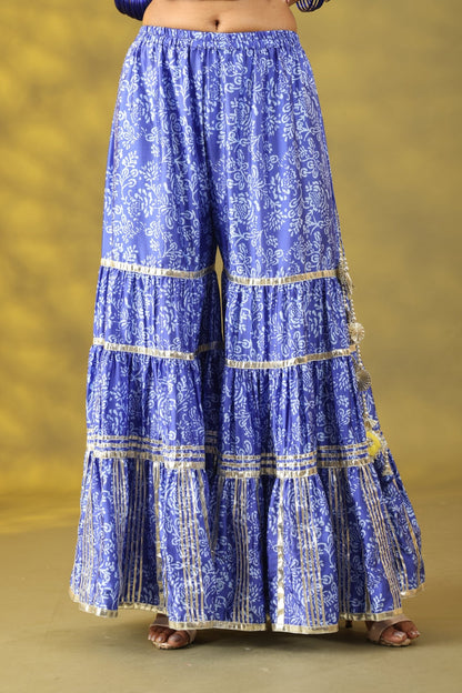 Dusty Blue Gharara Set with Dupatta - Sonia Ahuja