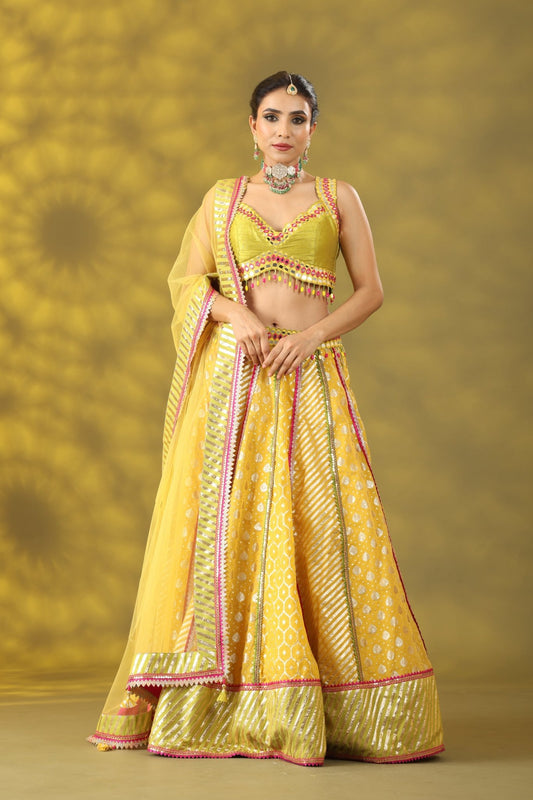 Golden Lehenga Set and Dupatta - Sonia Ahuja