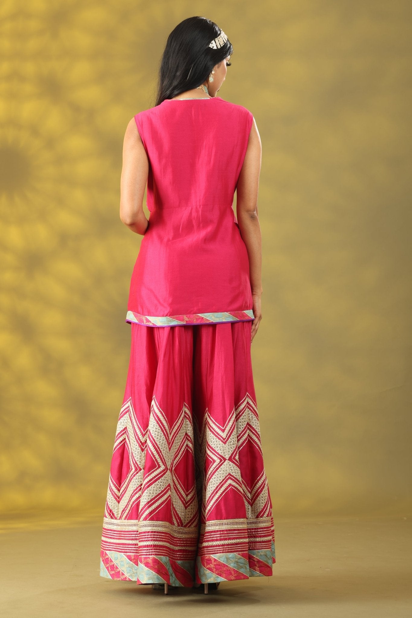 Magenta Jacket with Sharara Set - Sonia Ahuja