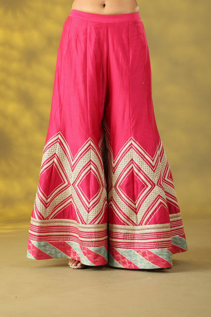 Magenta Jacket with Sharara Set - Sonia Ahuja